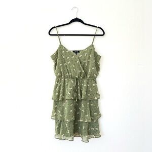 Trixxi Floral Print Mini Sleeveless Ruffle Dress